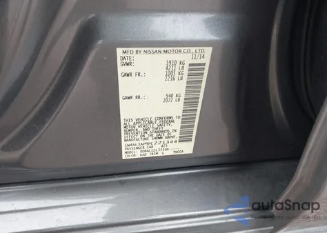 2015 Nissan Altima 2.5 Sv из США, поврежденный, VIN 1N4AL3AP9FC221344